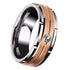 Men 8mm Titanium 2-Tone Brushed Rose Gold Zircon Inlay Comfort-Fit Wedding Band